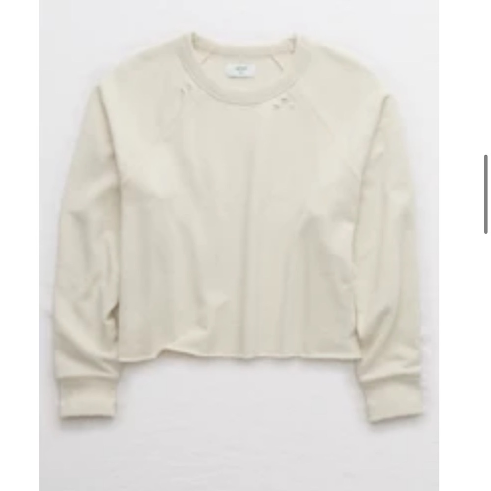 Aerie Sunday Soft Distressed Crew Sweatshirt
